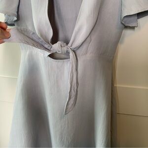 Lulu's Blue Mini Dress, Size XS,‎ Key Hole & Tie. Side Zip. Deep V neck. Flaws.